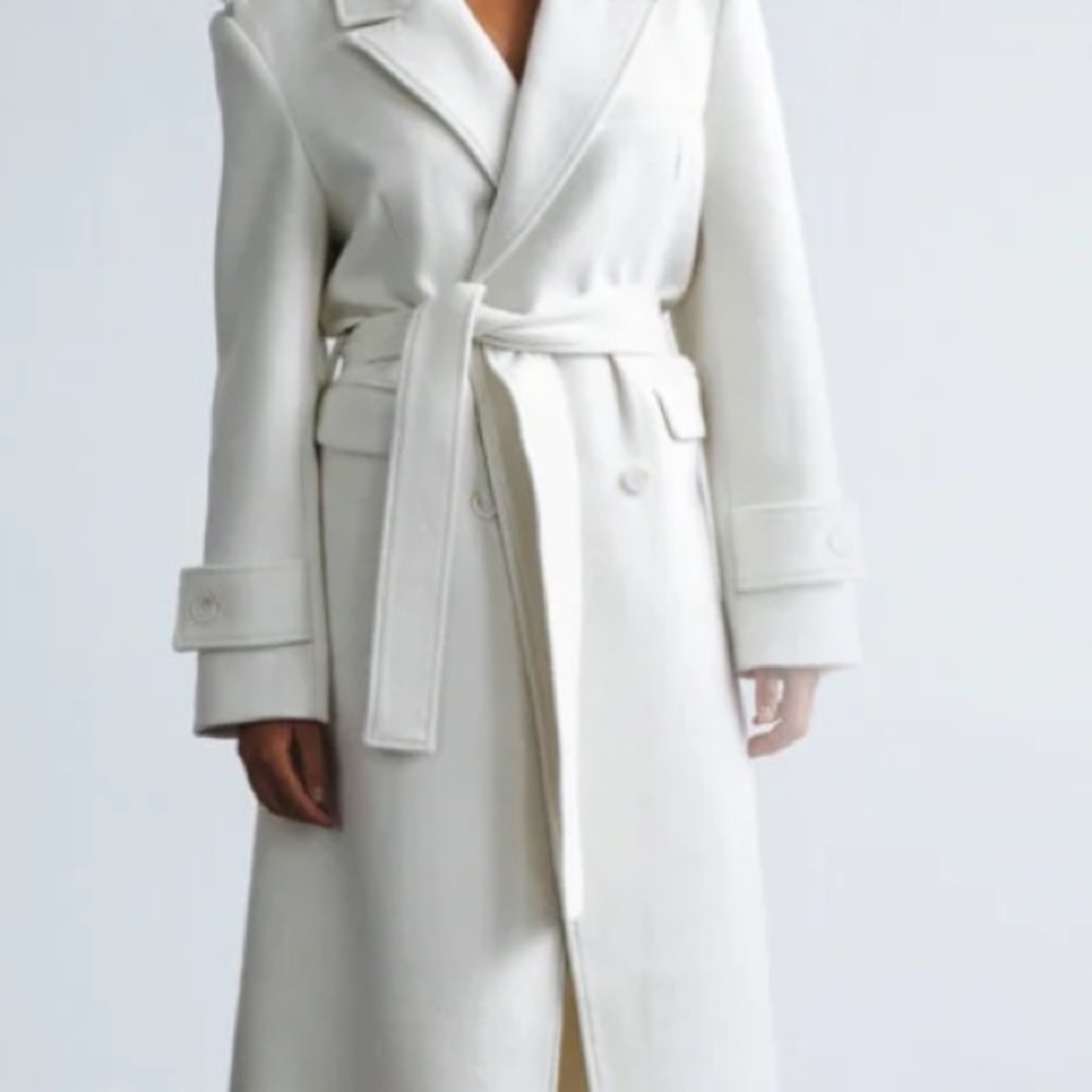 Cream Double-Breasted Wool Coat